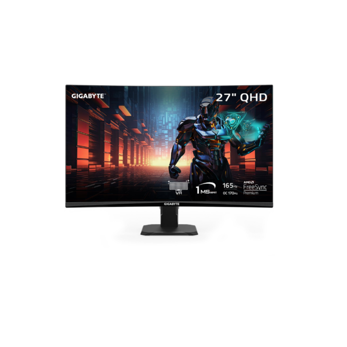 GIGABYTE 27 GS27QC Monitor GAMING 2K 165Hz 1Ms  VA  CURVED 1500  HDR