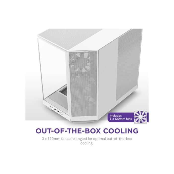 NZXT H6 FLOW COMPACT DUAL-CHAMBER ATX WHITE CASE - Image 3