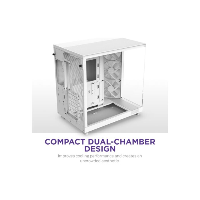 NZXT H6 FLOW RGB COMPACT DUAL-CHAMBER ATX  WHITE CASE - Image 3