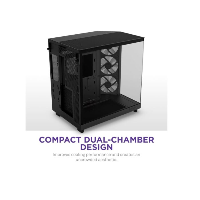 NZXT H6 FLOW RGB COMPACT DUAL-CHAMBER ATX  BLACK CASE - Image 3