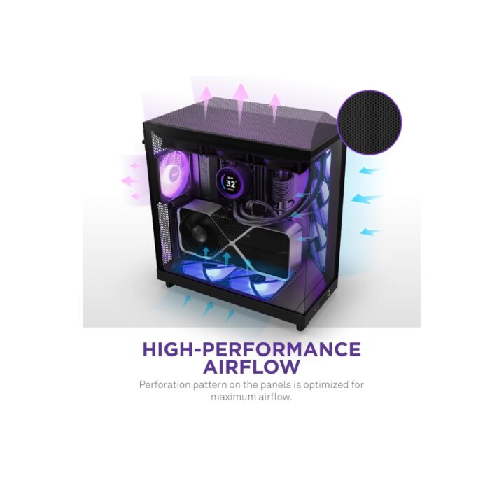 NZXT H6 FLOW RGB COMPACT DUAL-CHAMBER ATX  BLACK CASE - Image 5