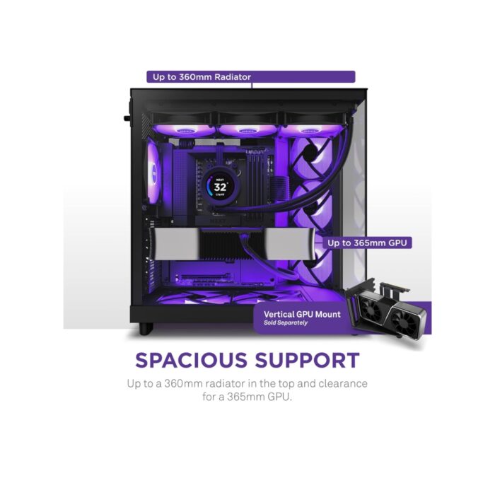 NZXT H6 FLOW RGB COMPACT DUAL-CHAMBER ATX  BLACK CASE - Image 8