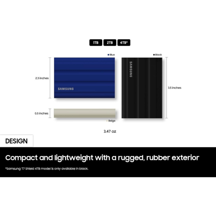 SAMSUNG SHIELD T7 4TB PORTABLE 2.5 SSD MU-PE4T0S/WW - Image 3