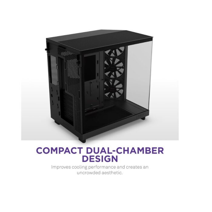 NZXT H6 FLOW COMPACT DUAL-CHAMBER ATX BLACK CASE - Image 3