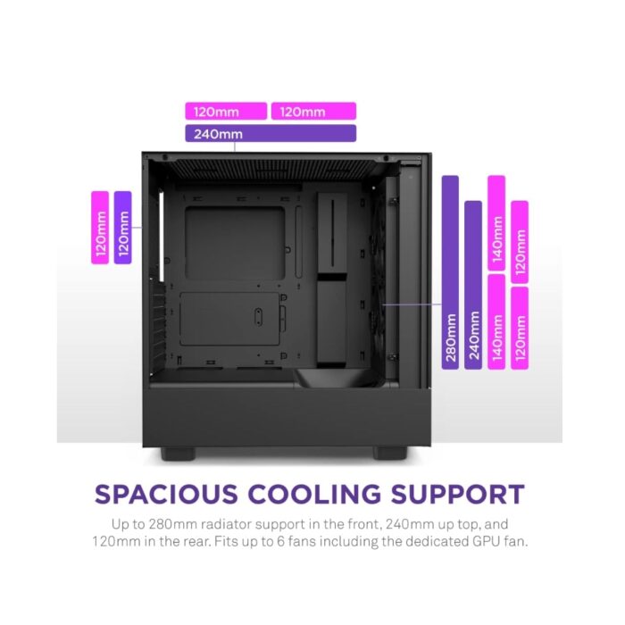 NZXT H5 FLOW EDITION ATX MID TOWER CASE - BLACK - Image 5