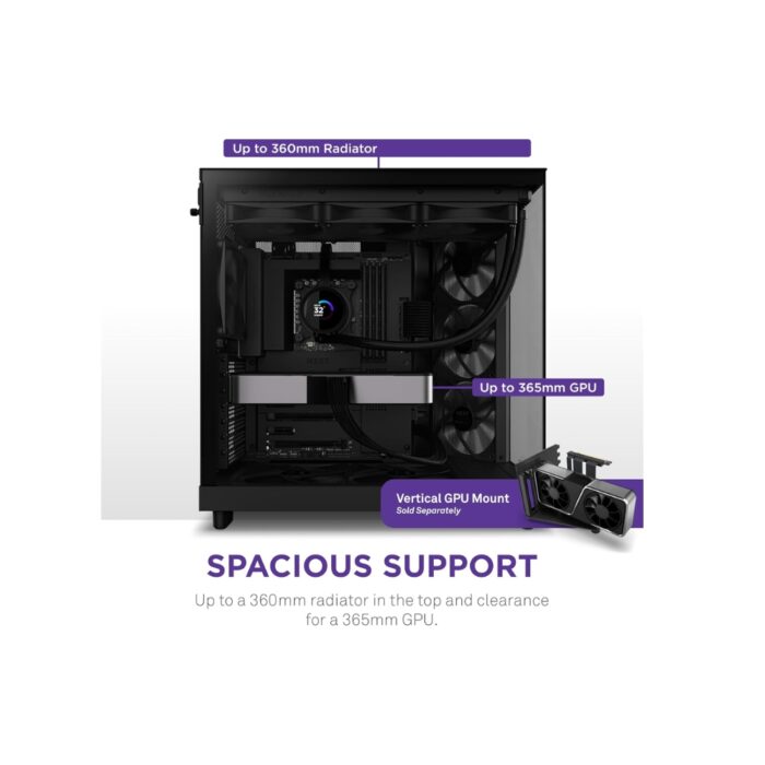 NZXT H6 FLOW COMPACT DUAL-CHAMBER ATX BLACK CASE - Image 8