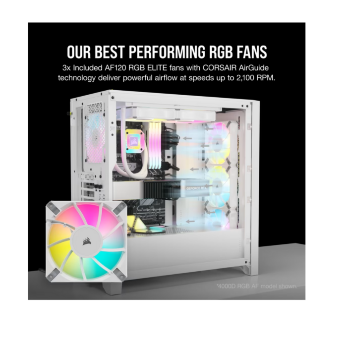 CORSAIR 5000D ICUE AIRFLOW FAN RGB MT CASE WHITE - Image 2