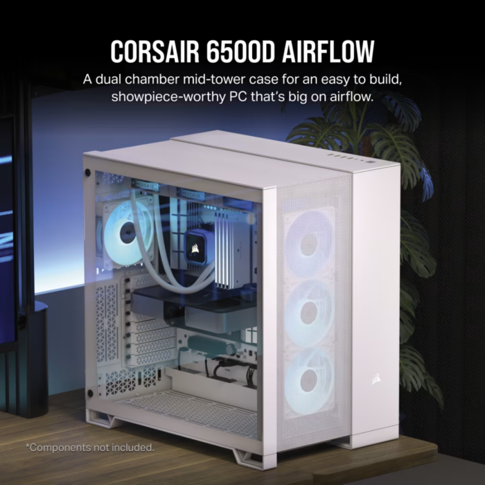 CORSAIR 6500D AIRFLOW TEMPERED GLASS MT CASE WHITE - Image 4