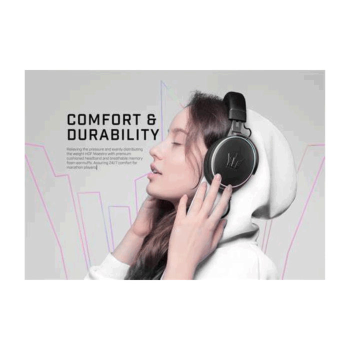 HEADSET GALAX HOF MAESTRO H1 MATTE 7.1 RGB BLACK USB - Image 2