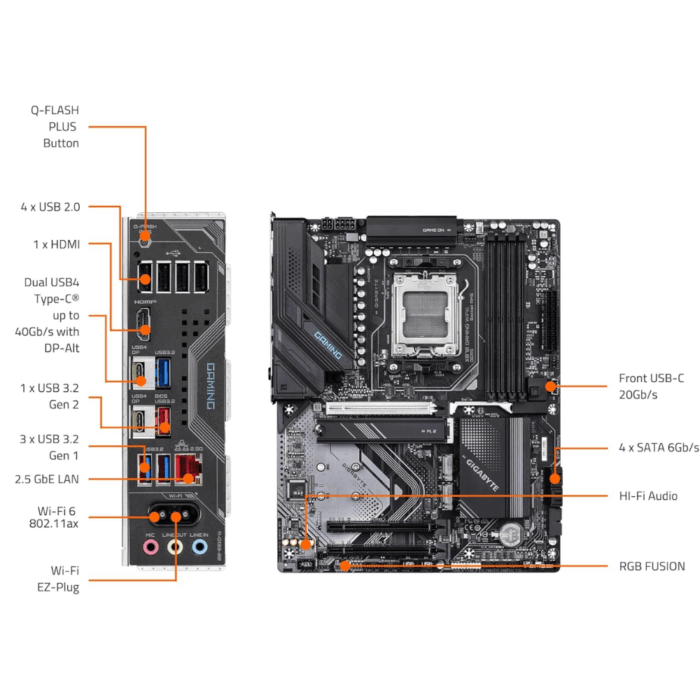 Motherboard GIGABYTE X870 GAMING X WIFI6 AM5 AMD - Image 2